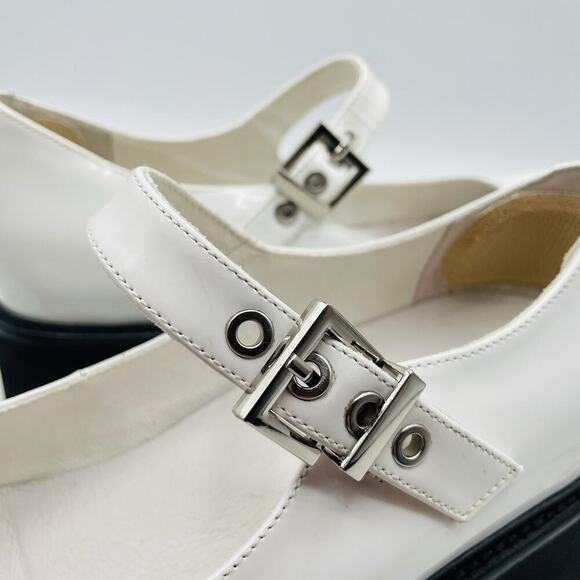 Jeffrey Campbell Cozza Mary Jane Platform Flat Womens 9 White Patent Leather Y2K - Picture 12 of 13